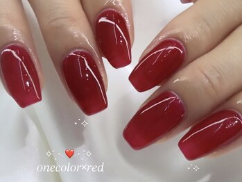 ネイルライフ 目黒店 恵比寿 白金(NailLife)/クリアレッドネイル