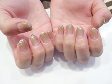 ネイル リッチ(Nail Rich)/グレージュ×ラメグラデーション