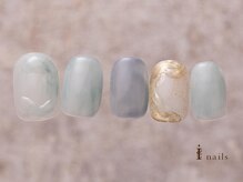 アイネイルズ 吉祥寺店(I nails)/透け感乳白ブルー氷ネイル