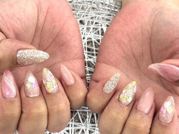 ディーネイル 池袋(D-nail)/〇ピンク×シェルネイル