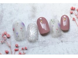 5600円　花　クリアネイル