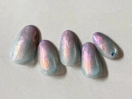 寒色ブルーグレー×暖色パープル