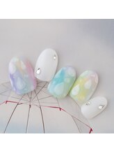 ラ カゼッタ(La casetta)/水彩カラフルしずくネイル