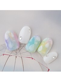 水彩カラフルしずくネイル