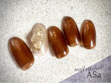 アーザ 吉祥寺(ASa)/ブラウン＋天然石ネイル