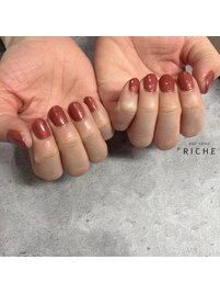 ラメ入り赤ワンカラーネイル♪