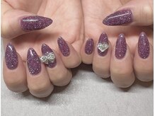 パープルの爪屋/フラッシュ×大きめパーツ♪