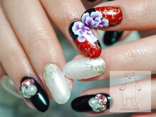 オトナネイル(otona nail)/牡丹と金糸の和柄ネイル