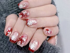 赤x白クリスマスネイル