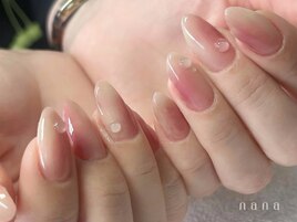 桃ネイル 雫 ニュアンス