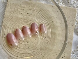 ピンクベージュガラスフレンチ