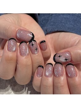 ロロネイル(ROROnail)/マグに黒フレンチ、罪深いァ…