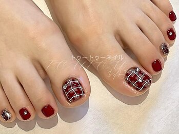 トゥートゥー(TOUTOU)/フット　チェックx赤