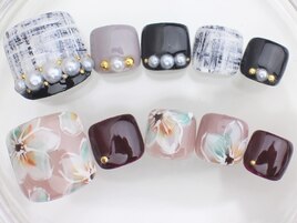 夏フラワー　フットネイル　入学
