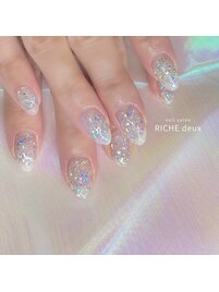 涼しげシースルーネイル