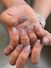 学割スカルプ×シルバーラメ