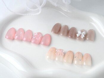 ジェルネイル専門　WHITE NAIL 伊丹店【フィルイン/ニュアンス/マグネット】/韓国っぽネイル/リボンパーツ