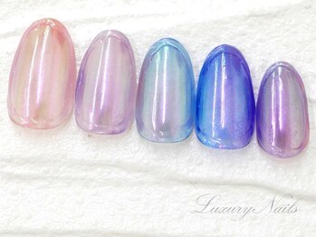 ラグジュアリーネイルズ カワグチ(Luxury Nails Kawaguchi)/オーロラ*囲みネイル