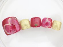 ネイルサロン あかねいろ/フットネイル　手描きハート