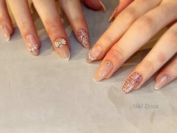 ネイル ドゥ 岡山駅前店(Nail Doux)/リボン&ツイードネイル