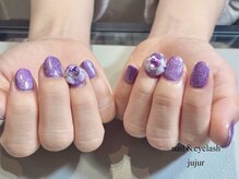 ジュジュル 稲毛本店(jujur)/パーツ付きワンカラーネイル