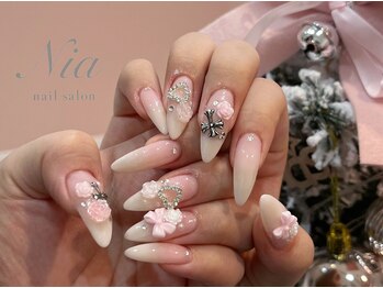 ニア ネイルサロン 大阪駅前第2ビル(Nia)/バラ×クロムガーリーネイル