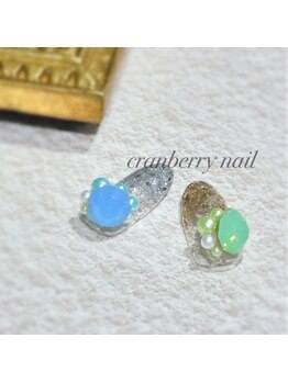 クランベリーネイル 代官山 恵比寿(cranberry nail)/大粒Vカット+パール♪