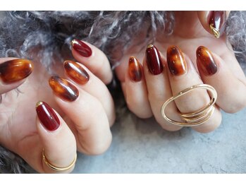 ネイル フライガール(nail FLY GIRL)/ボルドー☆べっ甲ネイル