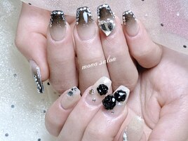 カラーグラデーション薔薇ネイル
