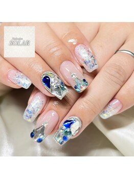 ソラール(SOLAR)/ブルー系☆キラキラネイル