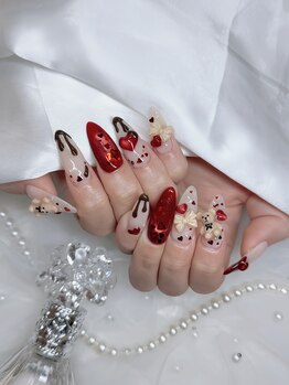 バレンタインネイル