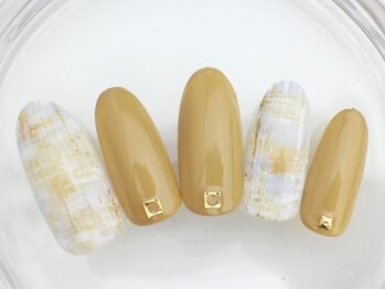 ネイルサロン あかねいろ/春大人シンプル　ツイードネイル