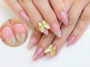 ネイルコレクション ピンク(Nail Collection Pink)/ジェル放題+蝶々パーツ♪