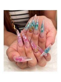 シェル埋め込みロングスカルプ