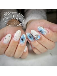 オーナーデザイン　雪の華ネイル