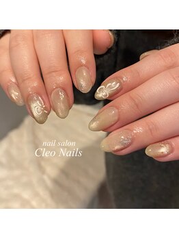 クレオネイルズ(Cleo Nails)/手書きリボンネイル