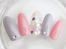 ネイルサロン あかねいろ/バレンタイン　ハートネイル