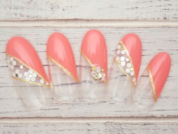 ワンネイル(ONE NAIL)/#斜めフレンチ#ホロ花