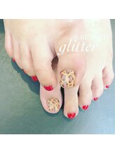 ネイルサロン グリッター(NAIL SALON glitter)/レオパード柄フットネイル