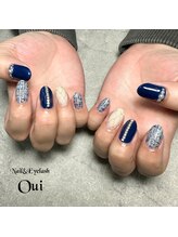 ウイ(Oui)/ネイビー×ツイード