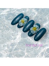 ユウネイル(YOU由NAIL)/大人リゾート3Dプルメリアネイル