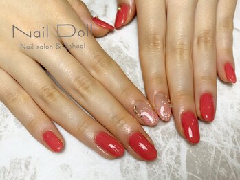 ネイルドール(Nail Doll)/ワンカラーに桜アート