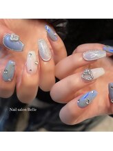 ネイルサロンアンドスクール ベル(Belle)/ブルーオーロラ×ストーン