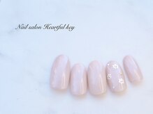 ネイルサロン ハートフルキー(Heartful key)/ホロフラワーネイル¥8000