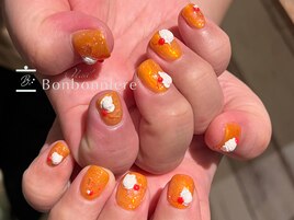 オレンジソーダフロートネイル