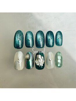 ソーネイル(Soo.nail)/12月定額ネイルアシメデザインB