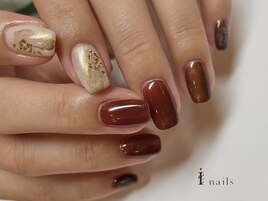 ちぐはぐ上品ボルドーネイル