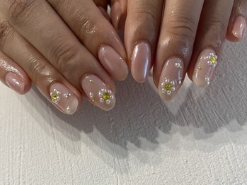 エーモアー(a'more)/ビジューお花ネイル