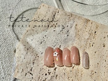 テテネイル(tete.nail)/お花型パーツ×フラマグ