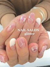 ネイルサロン グリッター(NAIL SALON glitter)/ななめフレンチネイル